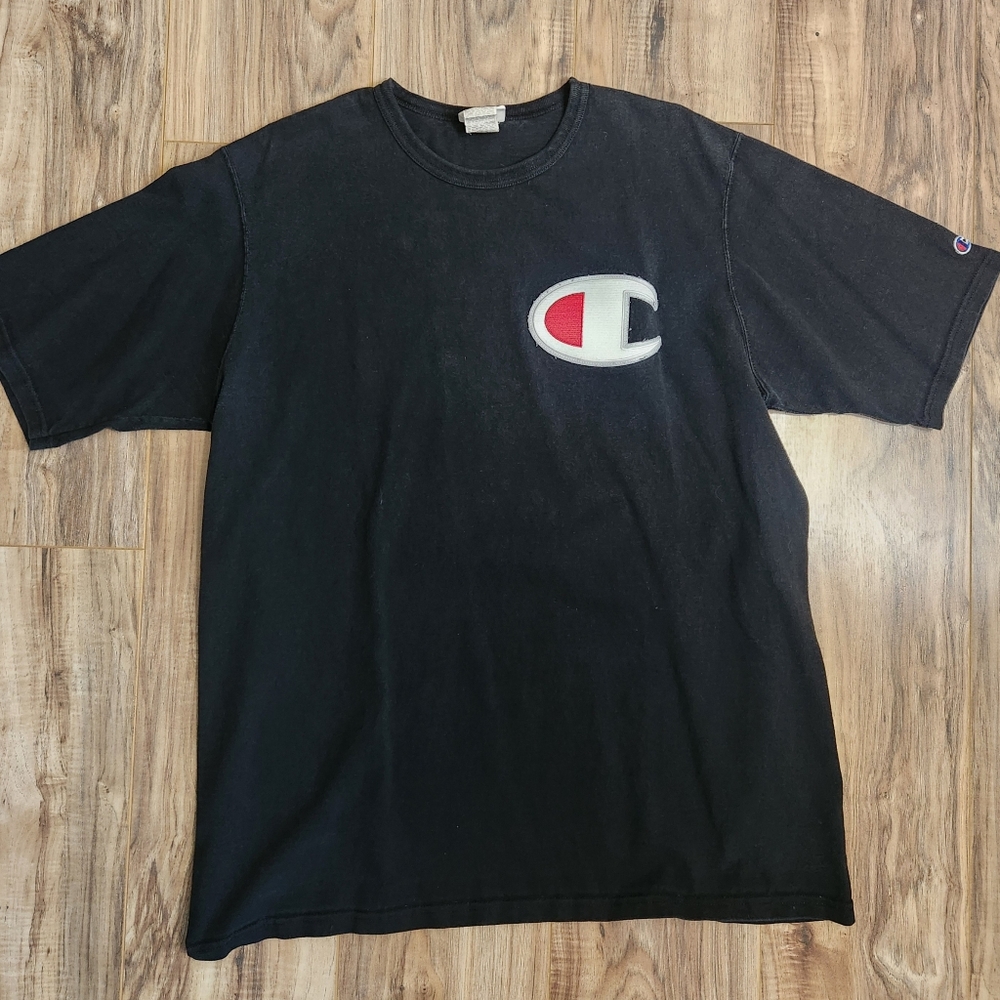 Champion Black Logo Tee T-shirt 2XL Streetwear Retro Throwback